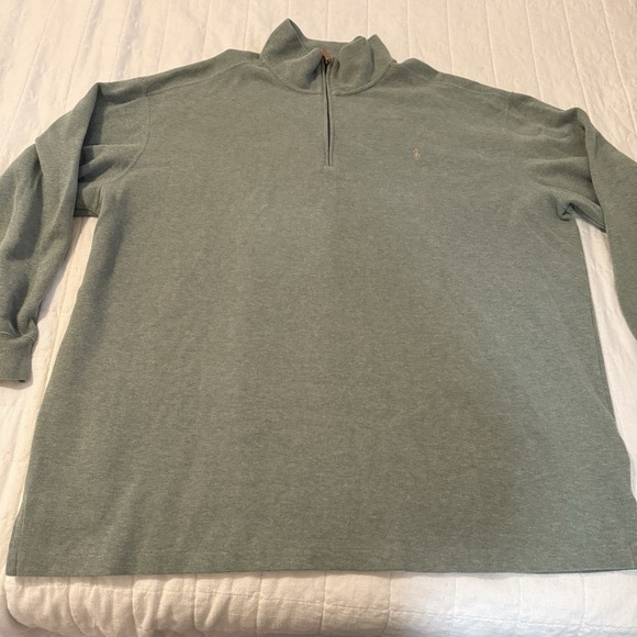 Polo Ralph Lauren Mens 3XB Green Long Sleeve 1/4 Zip Pullover Sweater Green Pony - Picture 1 of 7